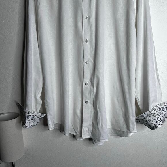 Robert Graham Paisley Contrast Cuff Classic Fit Button Front White Shirt Sz XL - Picture 3 of 11